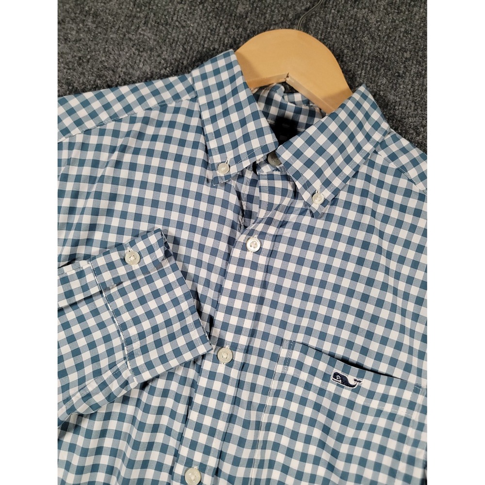Vineyard Vines OTG On The Go Performance Button Down Shirt Mens XS Blue Gingham